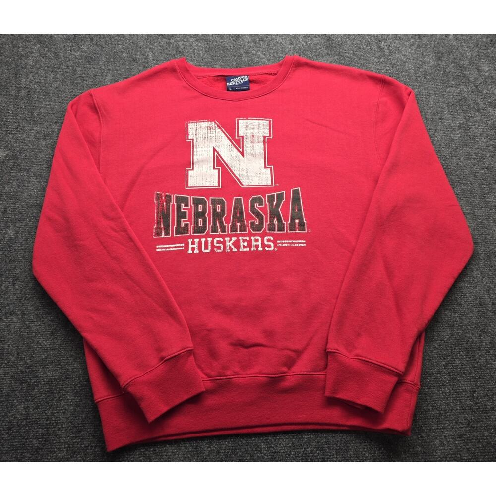 Vintage Nebraska Cornhuskers Campus Heritage Red Sweatshirt LARGE
